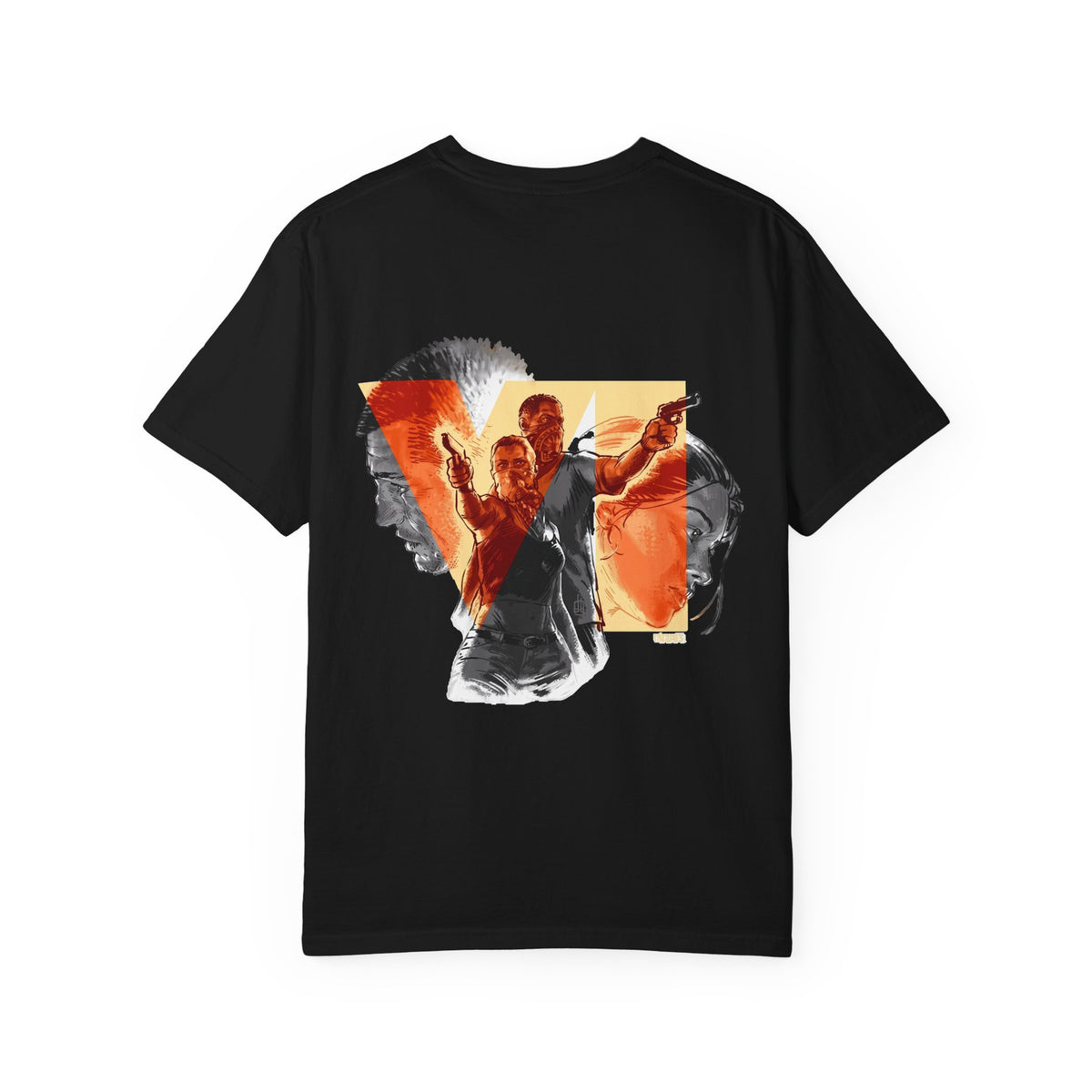 VI Action Graphic T-Shirt — Retro Movie Poster Design