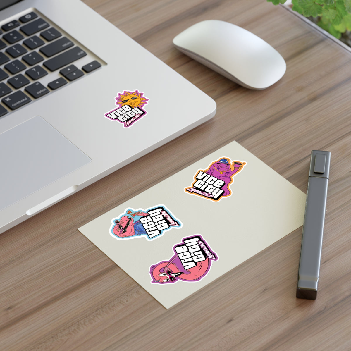 Vice City Neon Sticker Sheet — Retro 80s Miami Gaming Decal Set