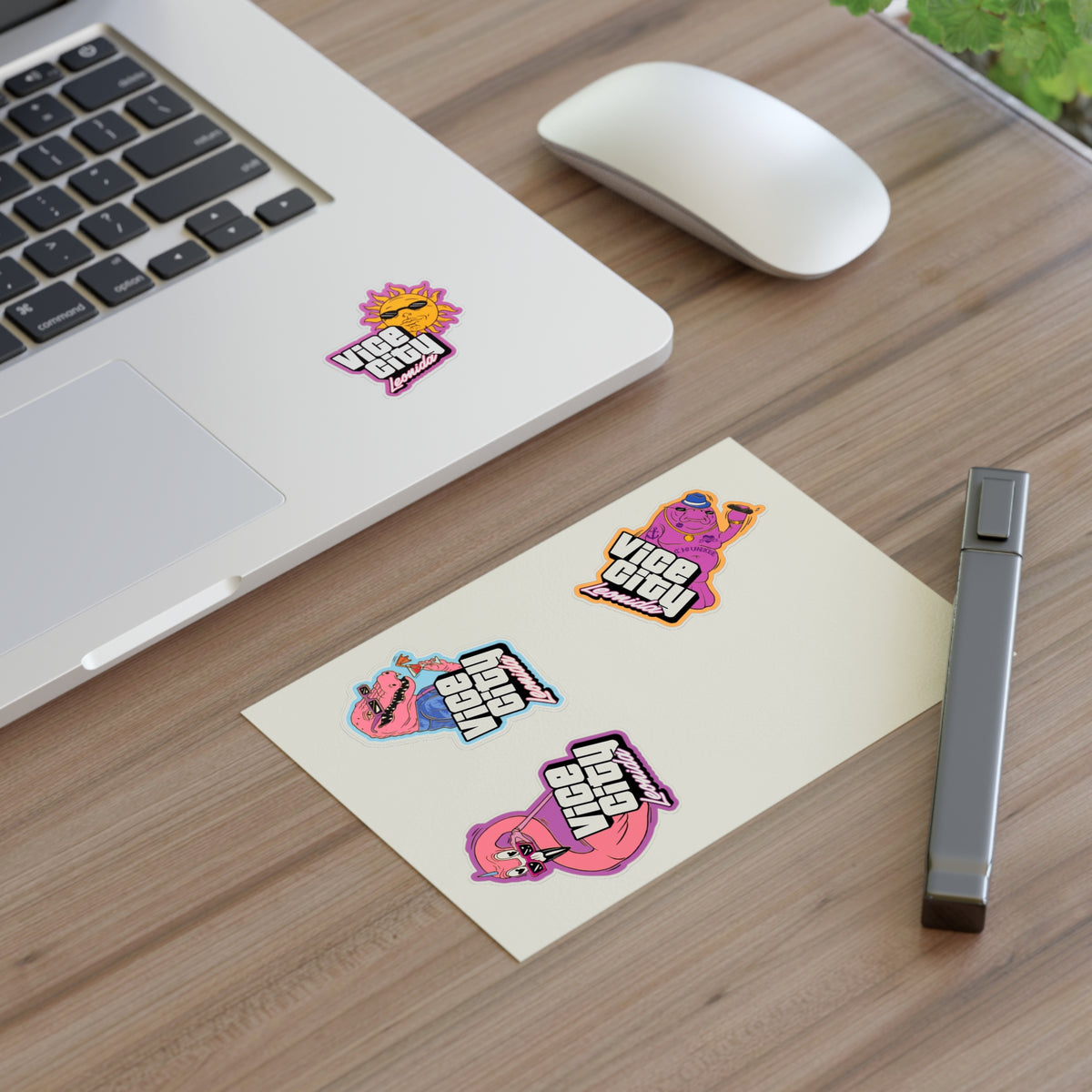 Vice City Neon Sticker Sheet — Retro 80s Miami Gaming Decal Set