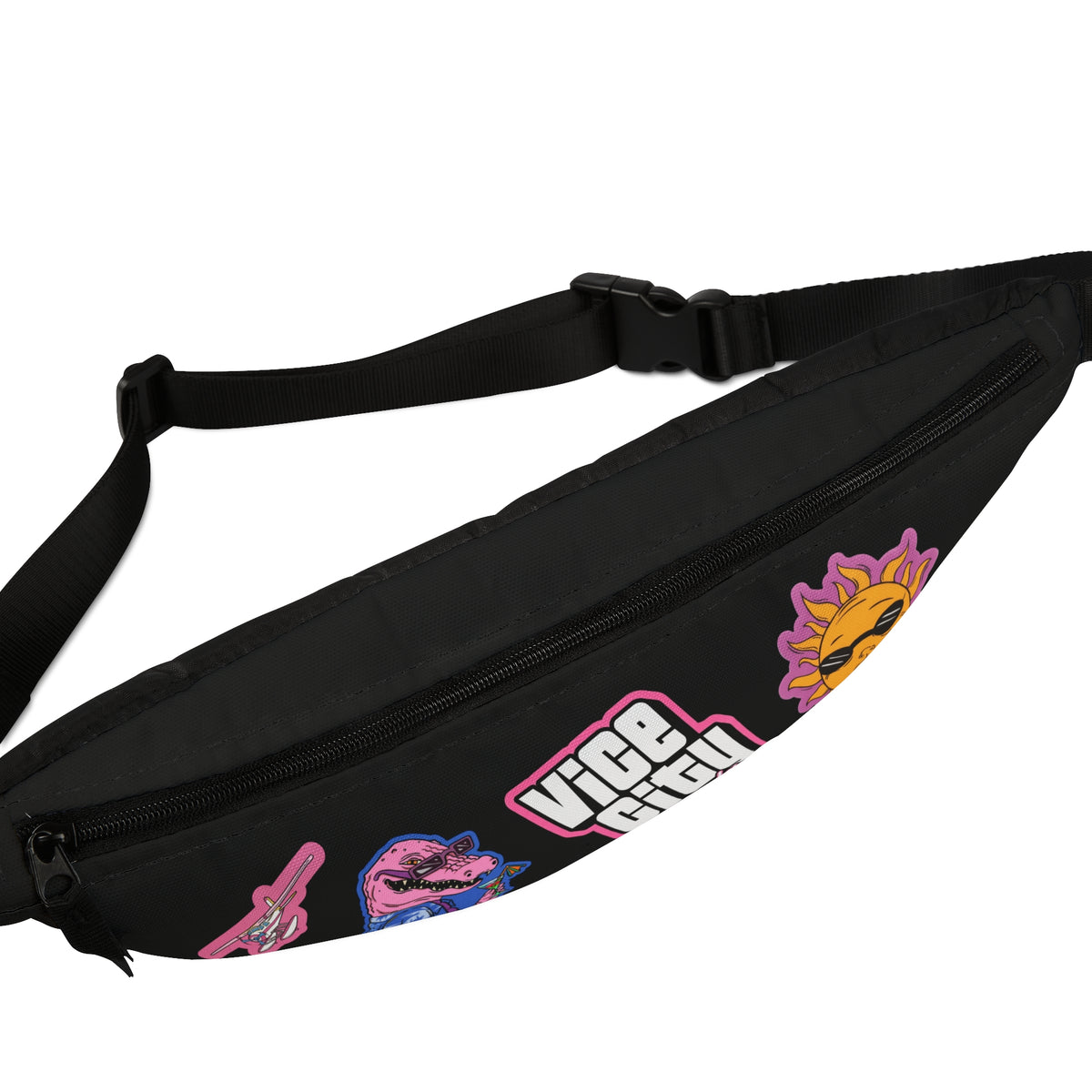 Leonida Fanny Pack — 'Vice City' Patch Black Waist Bag