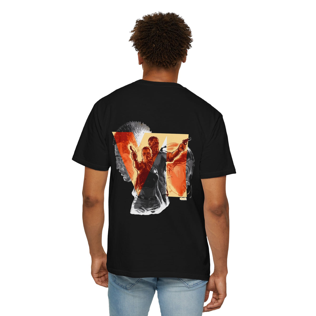 VI Action Graphic T-Shirt — Retro Movie Poster Design