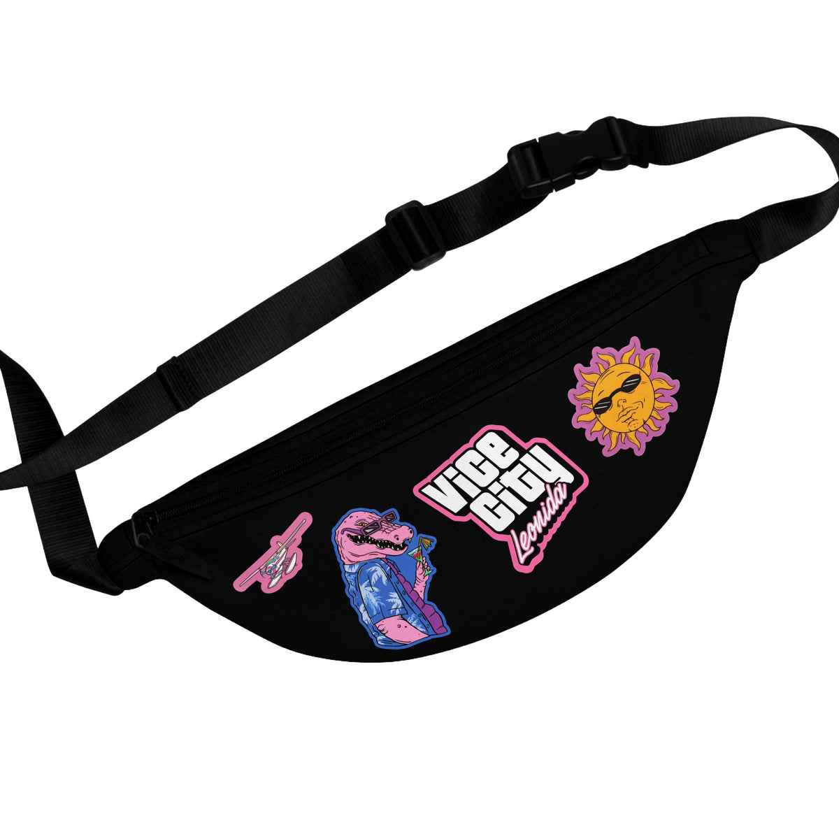 Leonida Fanny Pack — 'Vice City' Patch Black Waist Bag